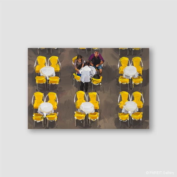 DE VLIEGHER Jan - Yellow Chairs, people, 2020.8